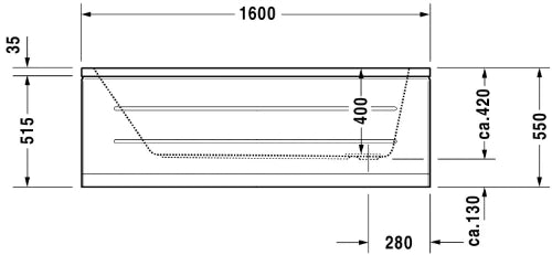 Duravit D-Code baignoire 1600 x 700 mm - acryl - blanc - sans pieds