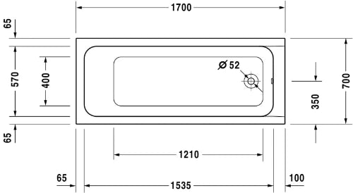 Duravit D-Code baignoire 1700 x 700 mm - acryl - blanc - sans pieds