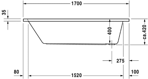 Duravit D-Code baignoire 1700 x 700 mm - acryl - blanc - sans pieds