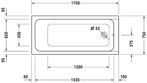 Duravit D-Code baignoire acrylique 1700 x 750 mm - blanc - sans pieds