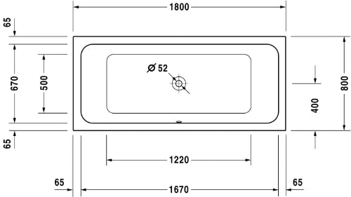 Duravit D-Code duo baignoire acrylique 1800 x 800 mm - blanc - sans pieds
