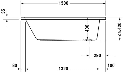 Duravit D-Code baignoire 1500 x 750 mm - acryl - blanc - sans pieds