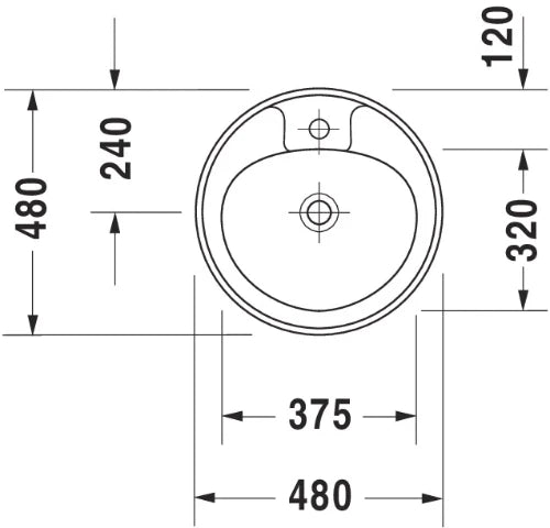Duravit Manua lavabo encastré rond 480 mm - blanc - avec trou de robinet - avec trop-plein