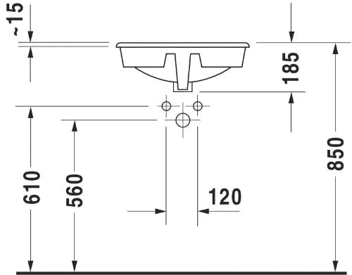 Duravit Manua lavabo encastré rond 480 mm - blanc - avec trou de robinet - avec trop-plein