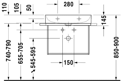 Duravit DuraSquare lavabo 600 x 470 mm - blanc - avec trou de robinet - sans trop-plein