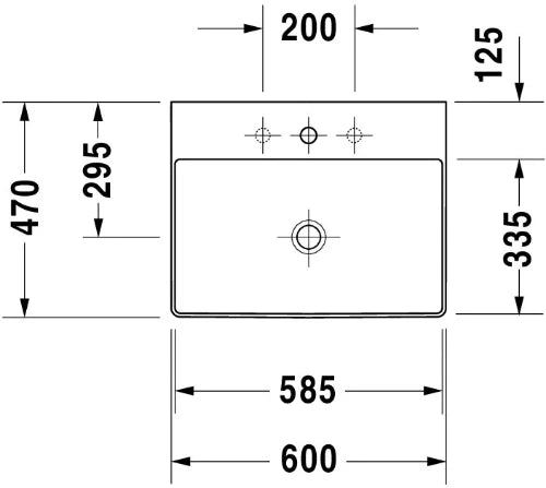 Duravit DuraSquare lavabo 600 x 470 mm - blanc - avec trou de robinet - sans trop-plein