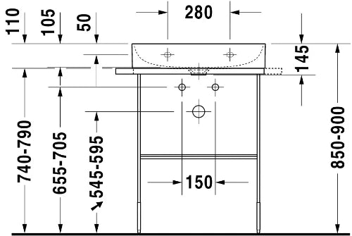 Duravit DuraSquare lavabo 600 x 470 mm - blanc - avec trou de robinet - sans trop-plein