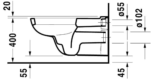 Duravit D-Code wc-suspendu long - blanc - B360xD700 mm