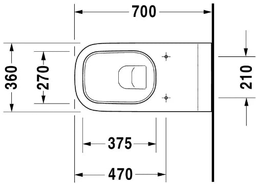 Duravit D-Code wc-suspendu long - blanc - B360xD700 mm