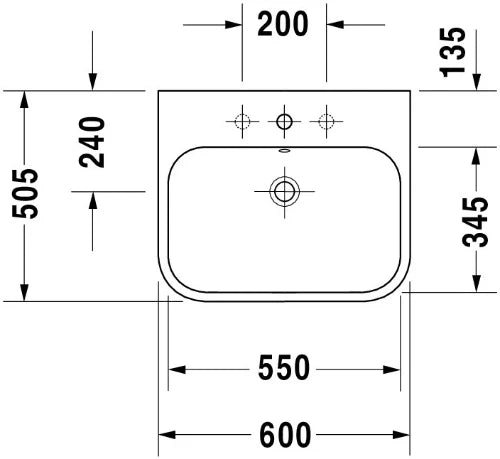Duravit Happy D.2 lavabo 600 x 505 mm - blanc - avec trou de robinet - avec trop-plein