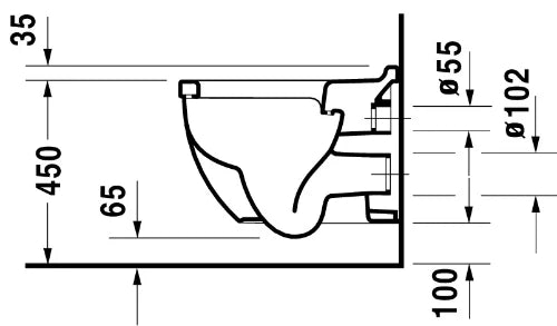 Duravit Starck 3 cuvette suspendue rehaussée (+50mm) - blanc - L360xP540 mm