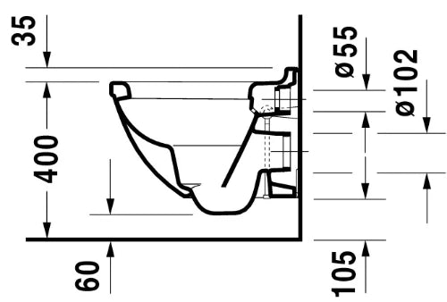 Duravit Starck 3 wc-suspendu compact - blanc - B360xD485 mm - fixations invisibles