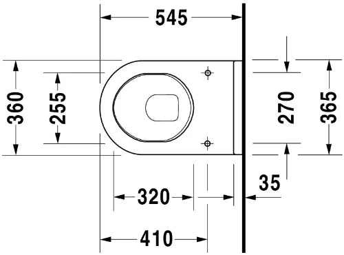 Duravit Starck 3 cuvette suspendue - blanc - L360xP540 mm - distance de fixation 230 mm