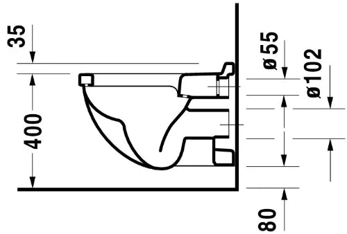 Duravit Starck 3 cuvette suspendue - blanc - L360xP540 mm - distance de fixation 230 mm