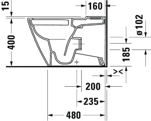 Duravit D-Neo cuvette à poser Rimless sortie Vario sans bride - blanc
