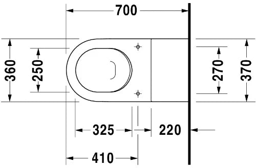 Duravit Starck 3 cuvette suspendue - blanc - L360xP700 mm -version longue