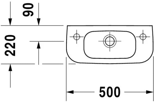 Duravit D-Code lave-mains 500 x 220 mm - blanc - avec trou de robinet - avec trop-plein
