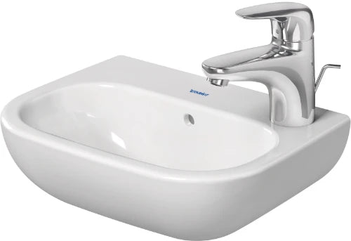 Duravit D-code lave-mains 360 x 270 mm - blanc - avec trou de robinet droite - avec trop-plein
