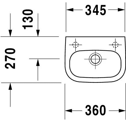 Duravit D-code lave-mains 360 x 270 mm - blanc - avec trou de robinet droite - avec trop-plein