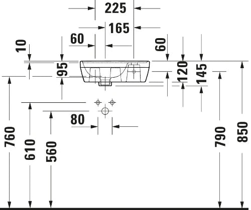 Duravit D-Neo lavabo 400 x 220 mm - blanc - avec trou de robinet droite - sans trop-plein - avec fixation - dessous vitré