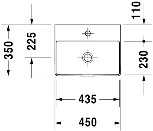 Duravit DuraSquare lave-mains 450 x 350 mm - blanc - avec trou de robinet - sans trop-plein