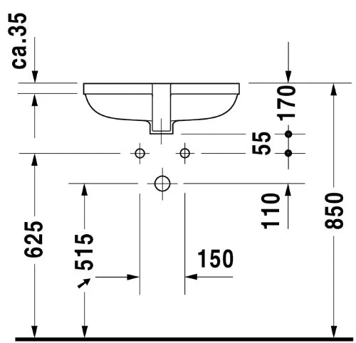 Duravit Happy D.2 lavabo sous plan 520 x 385 mm - blanc - sans trou de robinet - avec trop-plein