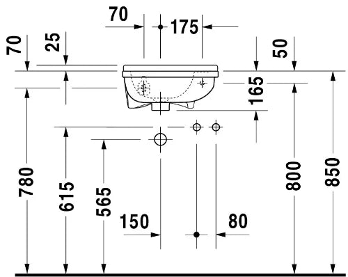 Duravit Starck 3 lave-mains 400 x 260 mm - blanc - avec trou de robinet - avec trop-plein