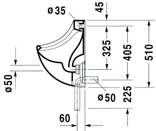 Duravit Bill urinoir 510 x 360 x 355 mm - blanc - raccordement à l'arrière