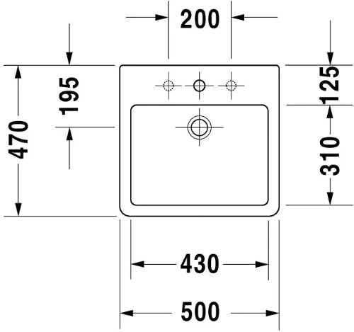 Duravit Vero lavabo 500 x 470 mm - blanc - avec trou de robinet - avec trop-plein - poli - fond vitré