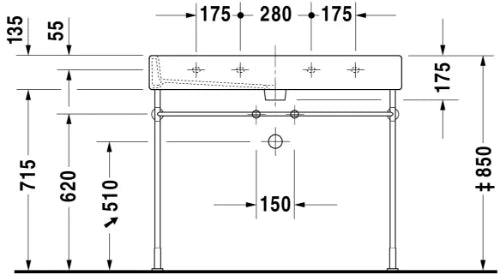 Duravit Vero lavabo 1000 x 470 mm - blanc - 2 trous de robinet - avec trop-plein