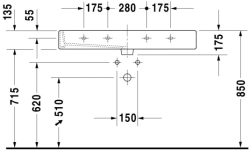 Duravit Vero lavabo 1000 x 470 mm - blanc - 2 trous de robinet - avec trop-plein