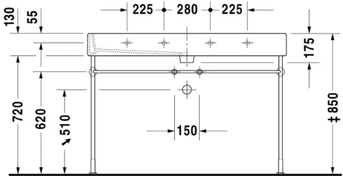 Duravit Vero lavabo 1200 x 470 mm - blanc - 2 trous de robinet - avec trop-plein