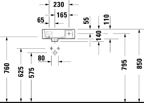 Duravit Vero Air lave-mains 380 x 250 x 140 mm - blanc - avec trou de robinet droite - sans trop-plein - fixation inclus
