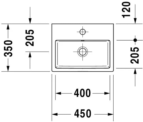 Duravit Vero Air lave-mains 450 x 350 mm - blanc - avec trou de robinet - avec trop-plein - poli