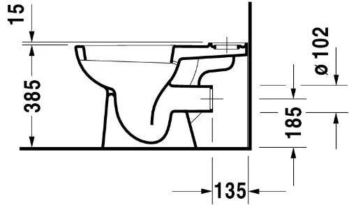 Duravit D-Code cuvette à poser PACK (cuvette + réservoir + siège) sortie H - blanc - B385xD650 mm
