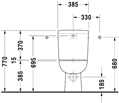 Duravit D-Code cuvette à poser PACK (cuvette + réservoir + siège) sortie H - blanc - B385xD650 mm