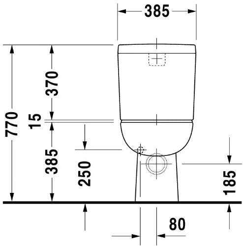 Duravit D-Code cuvette à poser PACK (cuvette + réservoir + siège) sortie H - blanc - B385xD650 mm