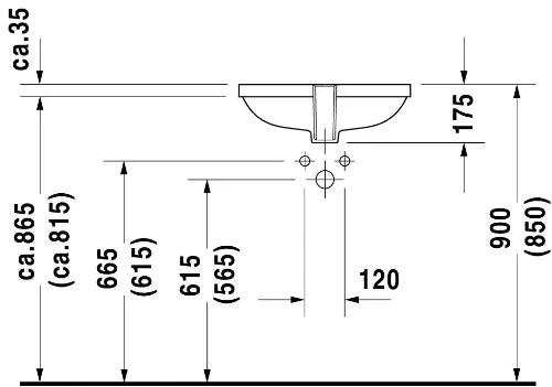 Duravit D-code lavabo sous plan 495 x 290 mm - blanc - sans trou de robinet - avec trop-plein