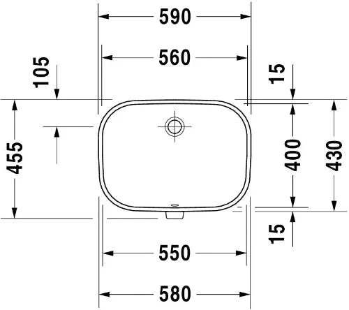 Duravit D-Code lavabo encastré 560 x 430 mm - blanc - sans trou de robinet - avec trop-plein