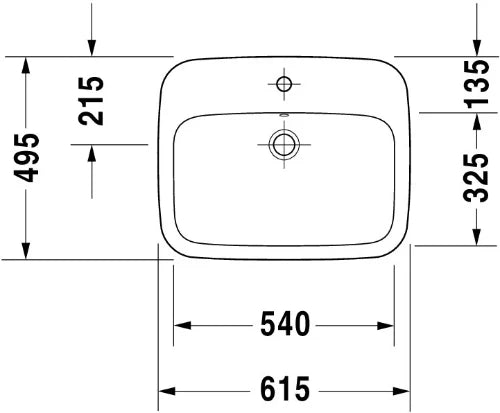 Duravit DuraStyle lavabo encastré 615 x 495 mm - blanc - avec trou de robinet - avec trop-plein