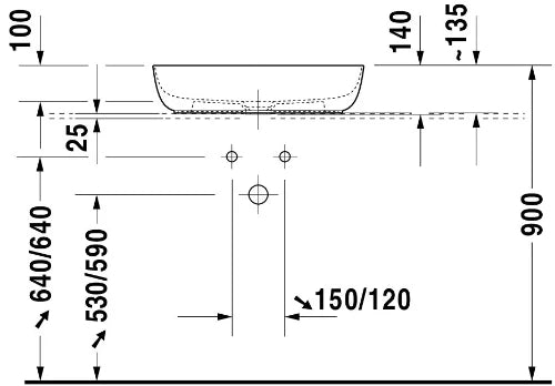 Duravit Luv lavabo à poser 600 x 400 mm - blanc - sans trou de robinet - sans trop-plein - poli