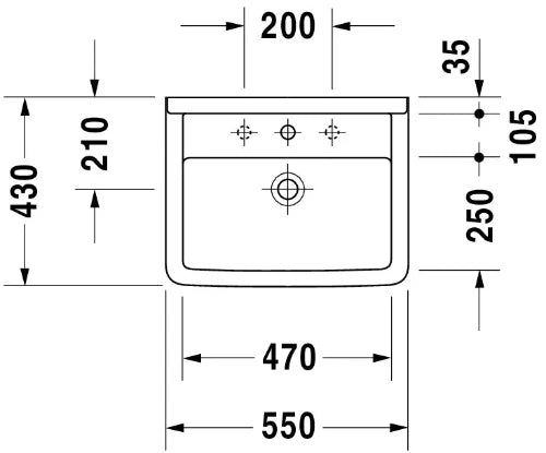 Duravit Starck 3 lavabo 550 x 430 mm - blanc - avec trou de robinet - avec trop-plein
