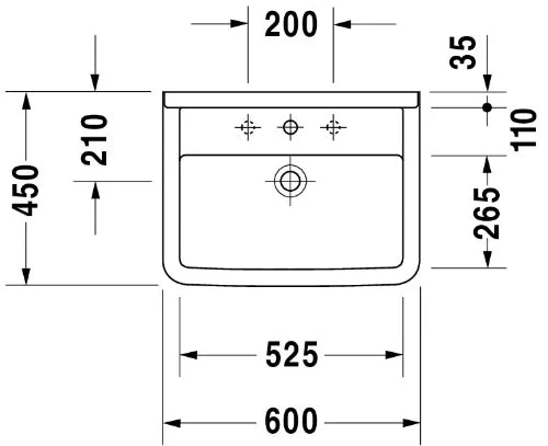 Duravit Starck 3 lavabo 600 x 450 mm - blanc - avec trou de robinet - avec trop-plein