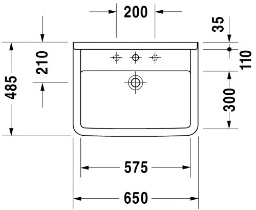 Duravit Starck 3 lavabo 650 x 480 mm - blanc - avec trou de robinet - avec trop-plein