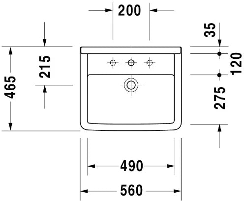 Duravit Starck 3 lavabo encastré 560 x 465 mm - blanc - avec trou de robinet - avec trop-plein