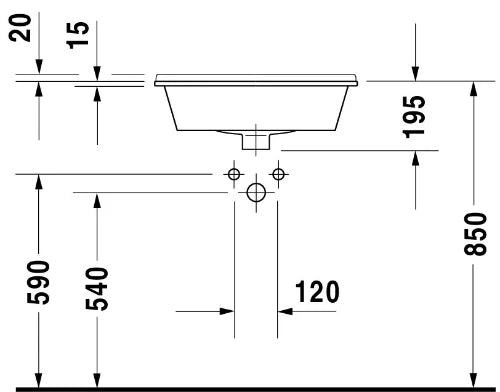 Duravit Starck 3 lavabo encastré 560 x 465 mm - blanc - avec trou de robinet - avec trop-plein