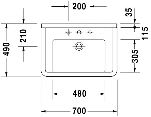Duravit Starck 3 meuble lavabo 700 x 490 mm - blanc - avec trou de robinet - avec trop-plein
