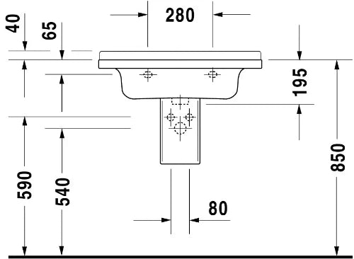 Duravit Starck 3 meuble lavabo 700 x 490 mm - blanc - avec trou de robinet - avec trop-plein