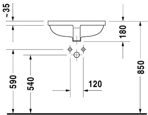 Duravit Starck 3 lavabo sous plan 530 x 365 mm - blanc - sans trou de robinet - avec trop-plein - poli
