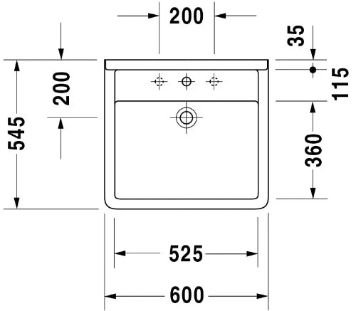 Duravit Starck 3 vital lavabo 600 x 545 mm - blanc - avec trou de robinet - avec trop-plein - pour les personnes handicapées